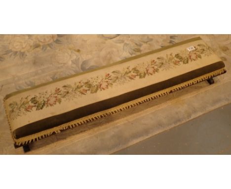 Edwardian tapestry upholstered long low stool, 110 x 29 cm 