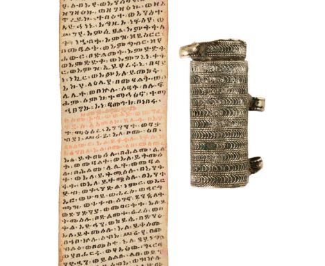 * Ethiopic prayer book. A manuscript Ethiopic prayer book, probably 19th century, written in brown and some red ink longitudi