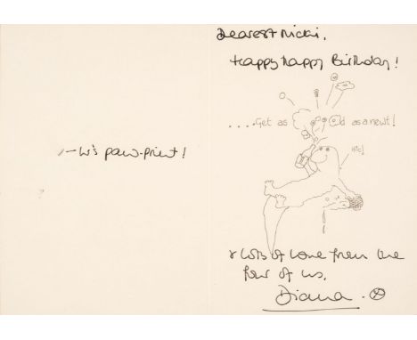 * Diana (1961-1997). Princess of Wales, 1981-1996. A signed and inscribed Birthday Card, c. 1984, inscribed and signed by Dia