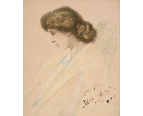 * Langtry (Lillie, 1853-1929). British socialite and stage actress, nicknamed 'The Jersey Lily'. Signed portrait, 1904, colou