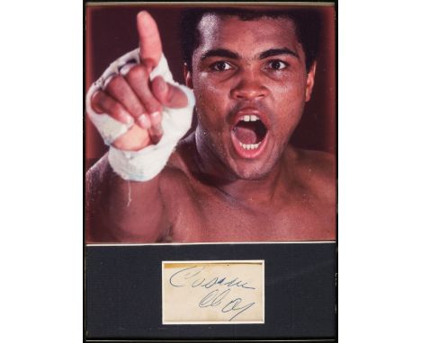 * Ali (Muhammad, 1942-2016). American boxer &amp; World Heavyweight Champion. A vintage blue ink signature, 'Cassius Clay', n