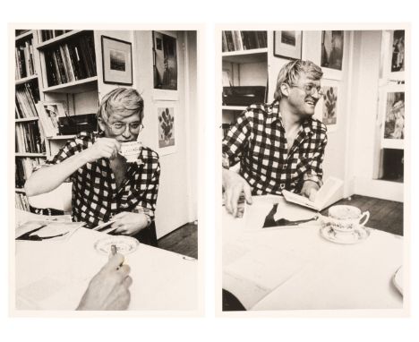 * Hockney (David, born 1937). Two photographs of the artist David Hockney by Raymond Foye, 1981, vintage gelatin silver print