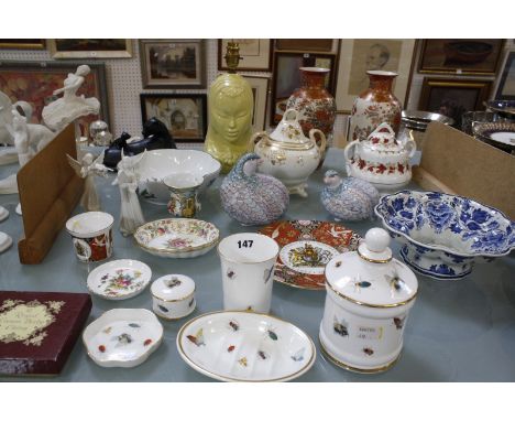 A selection of decorative ceramics, to include a pair of satsuma style vases, Royal Worcester commemorative ware, a Royal Cro