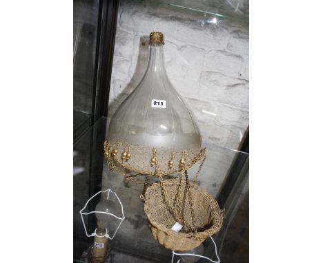 An Italian 'balloon' late 19th c ceiling light with gilt wire mesh basket.  Best Bid