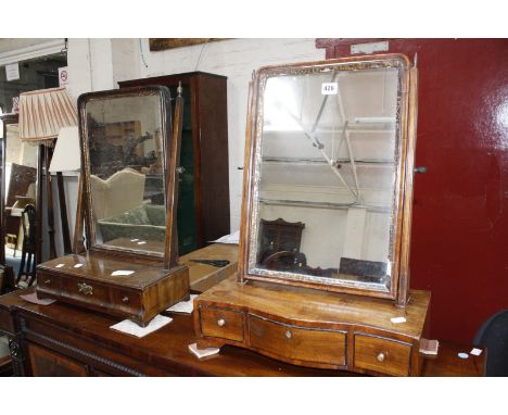 A Georgian mahogany dressing mirror and another similar £100-150