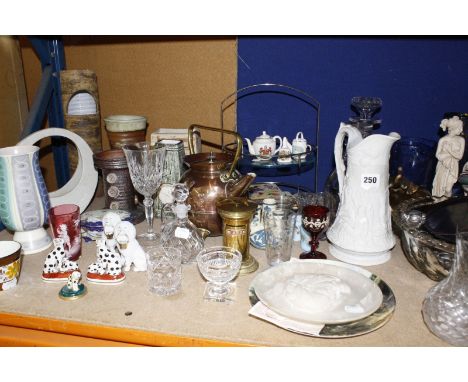 A quantity of ceramic and glassware, to include two Poole pottery serving dishes, a Bursley ware bowl, items of studio potter