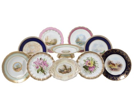 An assortment of English porcelain dessert plates, various dates second half 19th century, including a Royal Worcester exampl