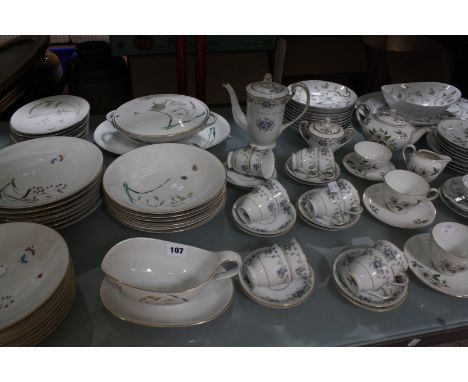 A Noritake part dinner and tea service, Chatham pattern, a Noritake part coffee set (Violette pattern), together with a Germa