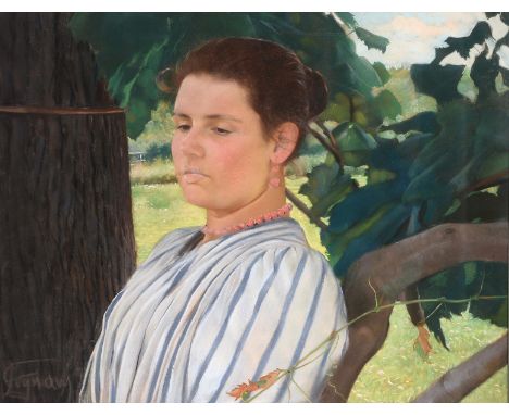 Carlo Legnani (fl. 1892-1910) Portrait of a lady in the shade Pastel Signed lower left 52cm x 67cm £100-150