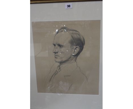 20th Century School Portrait of a gentleman Pencil study Unsigned 38cm x 33cm £70-100