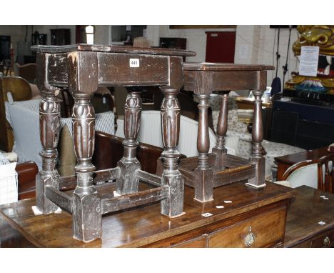 A 17th Century style oak joined stool and another similar £100-150
