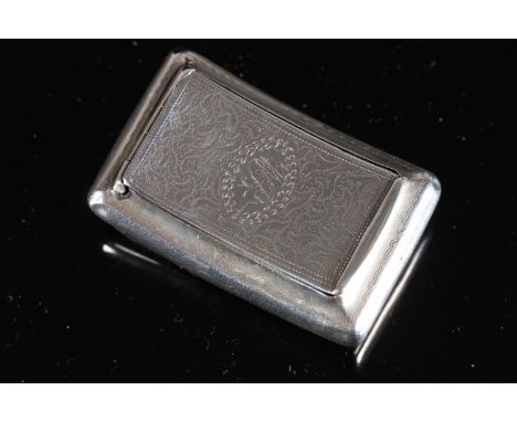 Georgian antique silver pocket snuff box of curved form by John Bettridge, Birmingham 1818, 5cm long, 18g. 