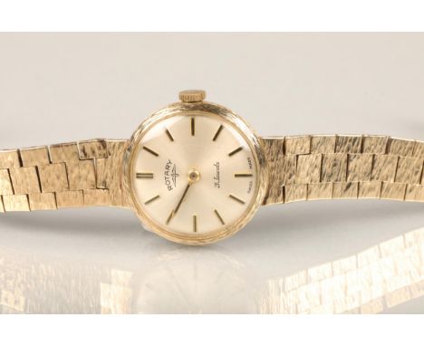 Rotary 9ct gold ladies cocktail wristwatch, c1960s, the round 9ct gold cased cream dial with baton five-minute markers, marke