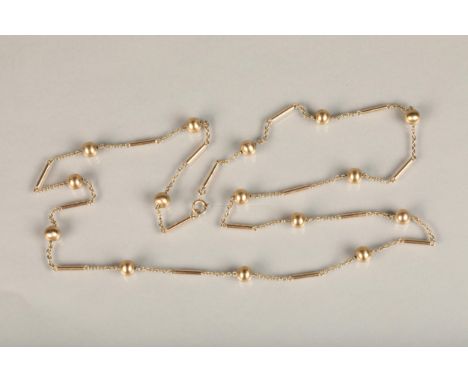 9ct gold ball and bar fancy link neck chain, makers mark 'C&F', probably for Cropp & Farr Ltd, Birmingham 1972, 17.2g. The it