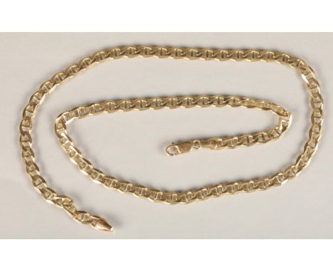 Italian 14ct gold flattened curb link neck chain, makers mark 'AI' in a diamond, 30.9g gross. 