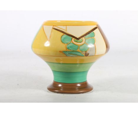 Clarice Cliff for Newport Pottery, an Art Deco shape 341 vase, decorated in the 'Moonflower' pattern, H13.5cm. Condition - Go