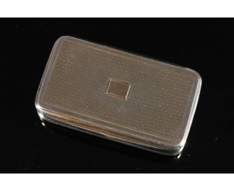 Georgian antique parcel silver gilt snuff box of rectangular form with rounded corners, concave edges and all over engine tur