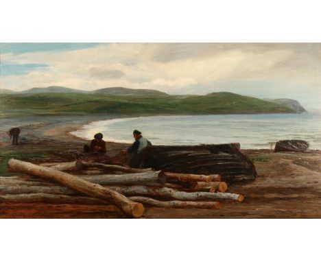 COLIN HUNTER ARA RI RSW RA (Scottish 1841-1904)  Figures at the fishing nets  Oil painting on canvas, signed and dated ’76 lo