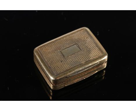 Georgian antique silver gilt vinaigrette or rectangular form with engine turned decoration, by Ledsam &amp; Vale, Birmingham 