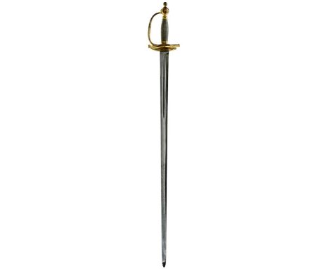 A 1796 PATTERN HEAVY CAVALRY OFFICER'S DRESS SWORD, 76.5cm double edged fullered blade struck GG at the forte, regulation cop