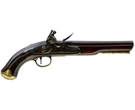 A .650 CALIBRE FLINTLOCK LIGHT DRAGOON PISTOL, 9inch barrel with CB-622 Irish Registration stamp, border engraved lock stampe