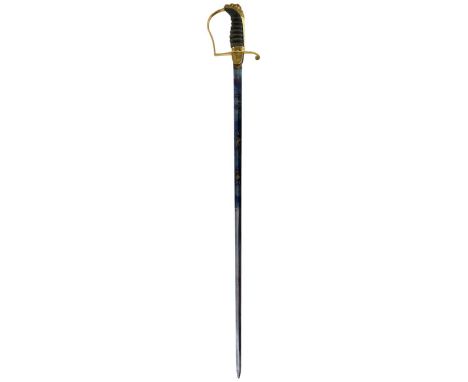 A GEORGIAN NAVAL OFFICER'S SWORD, 71.5cm blade decorated with scrolling foliage, fouled anchor and crowned GR cypher, blueing