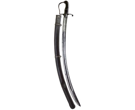 A 1796 PATTERN LIGHT CAVALRY NCO'S SWORD, 83cm curved blade with Ordnance stamp, regulation steel stirrup hilt, wire bound ri