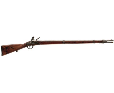 A .550 CALIBRE CONTINENTAL FLINTLOCK SERVICE MUSKET, 37inch sighted barrel, stepped lock with brass pan and ring neck cock, f