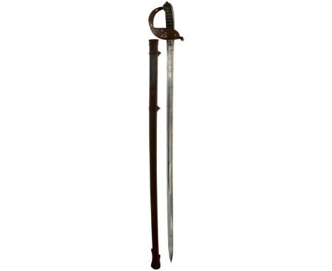 AN 1821 PATTERN HEAVY CAVALRY OFFICER'S SWORD TO THE 2ND DRAGOON GUARDS, 88.5cm blade etched with scrolling foliage, regiment