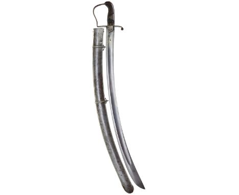 A 1796 PATTERN LIGHT CAVALRY TROOPER'S SWORD, 83cm curved blade by DAWES with Ordnance stamp, regulation steel stirrup hilt, 