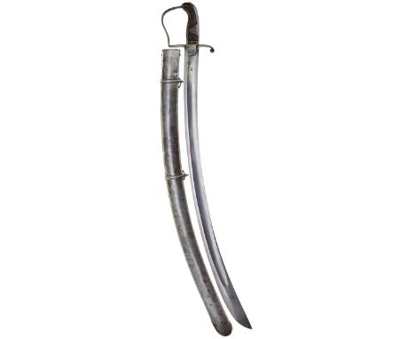 A 1796 PATTERN LIGHT CAVALRY TROOPER'S SWORD, 83cm curved blade by DAWES with Ordnance stamp, regulation steel stirrup hilt, 