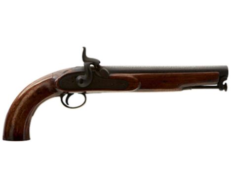 AN INTERESTING 16-BORE PERCUSSION HOLSTER PISTOL BY WITTON &amp; DAW, c.1855 - 1860, 23cm barrel engraved 'Witton &amp; Daw, 