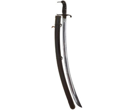 A 1796 PATTERN LIGHT CAVALRY OFFICER'S SWORD FROM THE SERGEANT MAJOR EDWARD COTTON WATERLOO MUSEUM, 81cm curved blade, regula