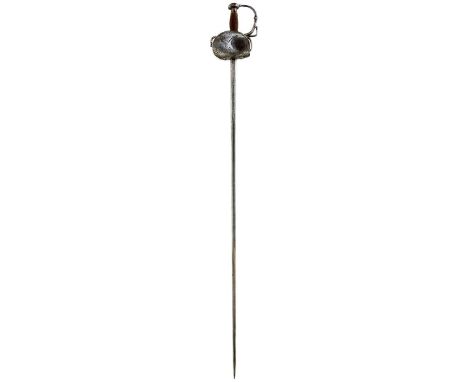 A 17TH CENTURY SPANISH RAPIER, 94cm flattened diamond section blade incised SINAL ES DIOS NOSTER SINIO to one side and CLEMEN