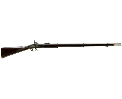 A .577 CALIBRE THREE-BAND PERCUSSION ENFIELD RIFLE BY PRITCHETT, 39inch sighted barrel fitted with ramp and ladder rear sight