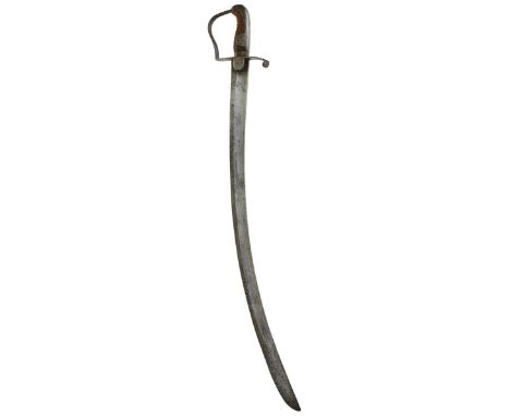 A 1796 PATTERN LIGHT CAVALRY TROOPER'S SWORD, 83cm curved blade by DAWES and with Ordnance stamp, regulation steel stirrup hi