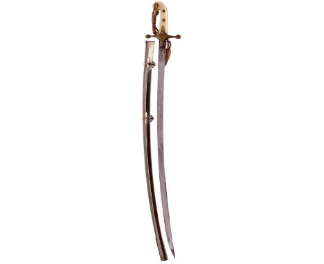 A VICTORIAN MAMELUKE FOR AN ADC, 81cm curved clipped back blade by SANDILAND &amp; SONS, etched with scrolling foliage, crown