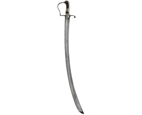 A 1796 PATTERN LIGHT CAVALRY TROOPER'S SWORD TO THE 7TH HUSSARS, 84cm curved blade, regulation steel stirrup hilt, marked 7H 