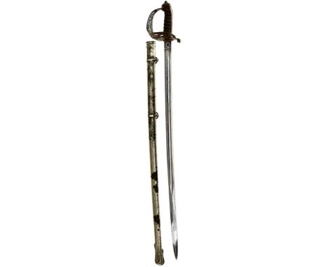 AN 1857 PATTERN ROYAL ENGINEERS OFFICER'S SWORD, 82.5cm blade by Wilkinson, serial no. 18786 for 1872, decorated with scrolli