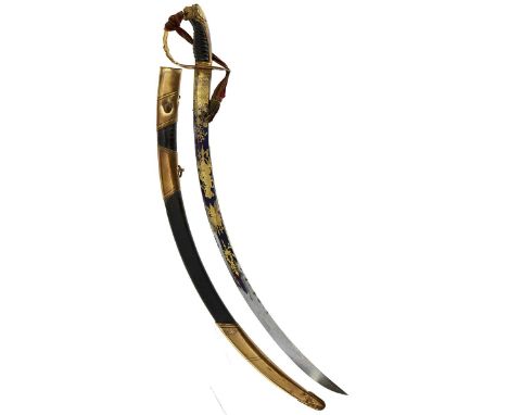 AN 1803 PATTERN LIGHT INFANTRY OFFICER'S SWORD, 72.5cm sharply curved blade decorated with stands of arms, panels of foliage,