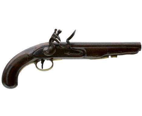 A .800 CALIBRE FLINTLOCK HEAVY DRAGOON PISTOL FROM THE SERGEANT MAJOR EDWARD COTTON WATERLOO MUSEUM AUCTION OF 1909, 9inch ba