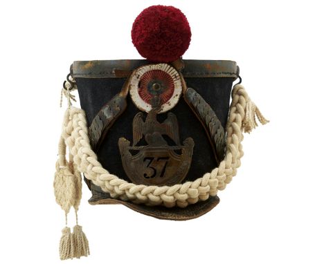 FRENCH 1ST EMPIRE, 37TH REGIMENT OF LINE, AN HISTORIC SHAKO. A most rare and important original example, worn by 'M. Berthon'