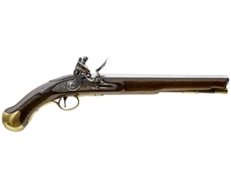 A .550 CALIBRE FLINTLOCK LONG SEA SERVICE PISTOL, 12inch barrel, border engraved lock stamped with a crown over GR and TOWER 