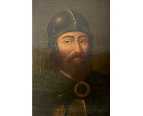 BRITISH SCHOOL (19TH CENTURY), Bust length portrait of William Wallace (c.1270-1305) wearing helmet, his armour draped with a