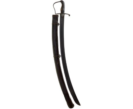A 1796 PATTERN LIGHT CAVALRY TROOPER'S SWORD FROM THE SERGEANT MAJOR EDWARD COTTON WATERLOO MUSEUM, 83cm curved blade with va