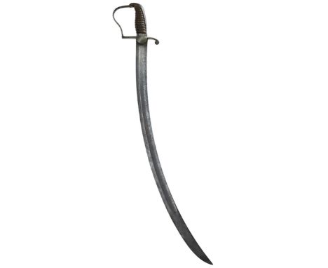 A LIGHT COMPANY OFFICER'S SWORD, 72.5cm sharply curved blade by OSBORNE decorated with scrolling foliage and stands of arms, 