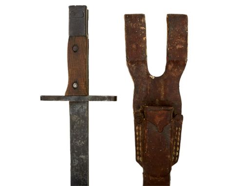 A JAPANESE NAGOYA ARSENAL LATE WAR TYPE 30 BAYONET, contained in its all in one rubberised scabbard and frog.