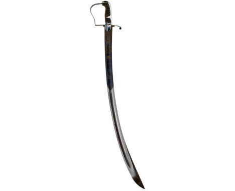 A 1796 PATTERN LIGHT CAVALRY OFFICER'S SWORD, 83cm curved blade by Runkel, decorated with scrolling foliage, stands of arms, 