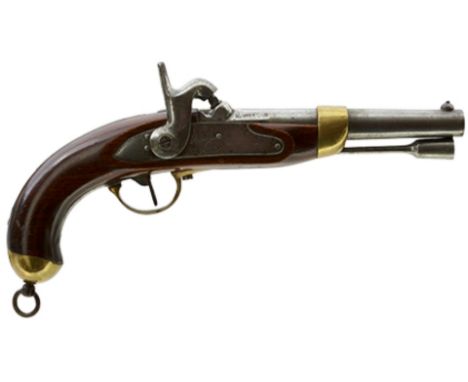 A .700 CALIBRE FRENCH MODEL 1822 PERCUSSION SERVICE PISTOL, 8inch sighted barrel, stepped and bevelled lock, half stocked wit