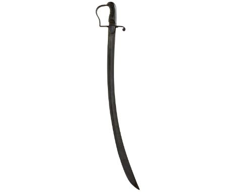 A 1796 PATTERN LIGHT CAVALRY OFFICER'S SWORD, 83.5cm blade, regulation steel stirrup hilt, wire bound leather covered grip, c